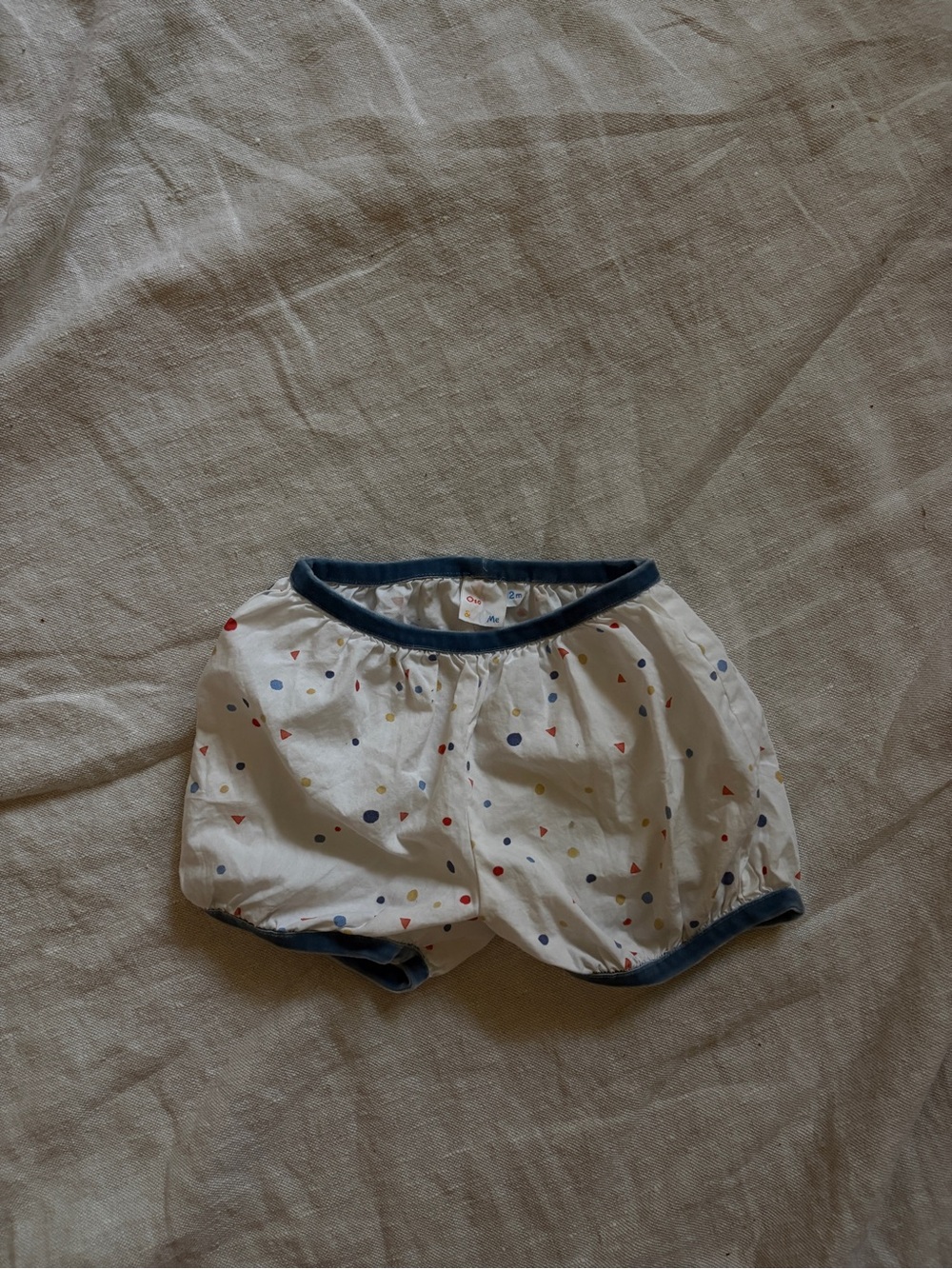 Oso & Me Baby White Cotton Shorts with Multicolor Dot Print